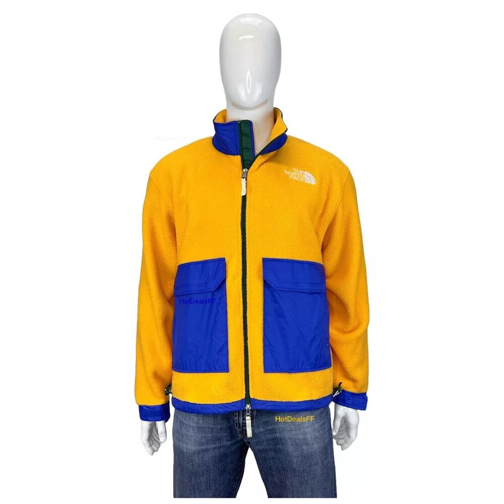 RARE The North Face Men's COLOR BLOCK Full Zip Soft Fleece Jacket, Summit Gold